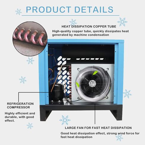88CFM Refrigerated Air Dryer for Air Compressor Compressed Air Systems Air Dryer Refrigerated Type 110V 1100W for 20HP Air Compressor in Saudi Arabia