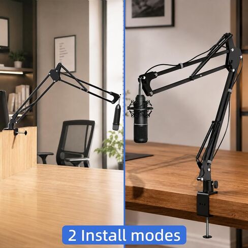 Heavy Duty Mic Boom Arm Stand, Adjustable Suspension Scissor Arm for Microphone & Webcam, Desk Mount with Cable Management, 1/4" Adapter & 3/8" to 5/8" Adapter, for Streaming Gaming Recording in Saudi Arabia