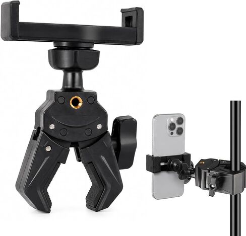 Mic Stand Phone Holder,Phone Holder For Mic Stand,Pole Clamp,Clamp Mount,Djustable Clamp On Phone For Microphone Stand For Iphone Samsung All Smartphones in Saudi Arabia