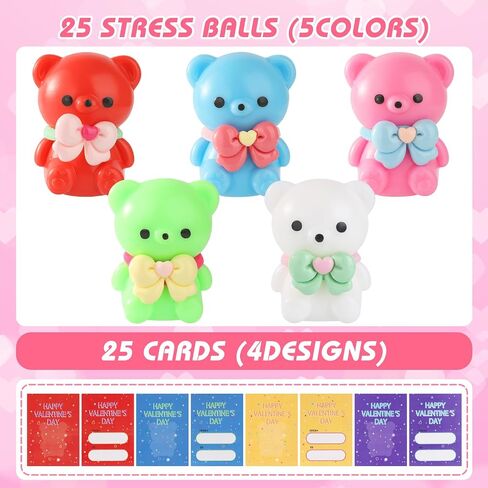 24Pack Valentines Day Gifts Cards with Rubber Ducks Stress Balls, Valentines Day Cards for Kids Boys Girls School Classroom, Bulk Valentines Gift Exchange Squishy Toys for Party Favors Supplies in Saudi Arabia