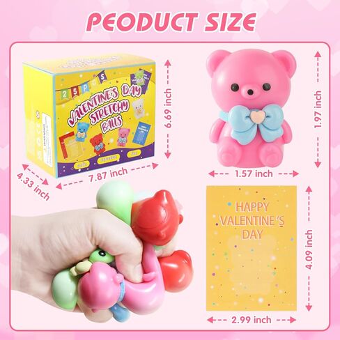 24Pack Valentines Day Gifts Cards with Rubber Ducks Stress Balls, Valentines Day Cards for Kids Boys Girls School Classroom, Bulk Valentines Gift Exchange Squishy Toys for Party Favors Supplies in Saudi Arabia