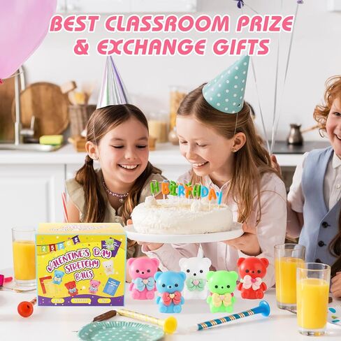 24Pack Valentines Day Gifts Cards with Rubber Ducks Stress Balls, Valentines Day Cards for Kids Boys Girls School Classroom, Bulk Valentines Gift Exchange Squishy Toys for Party Favors Supplies in Saudi Arabia