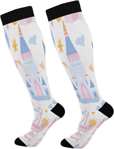 YETTASBIN Castle and Princess Compression Socks for Women Men, Circulation Knee High Stockings for Running Cycling Medical in Saudi Arabia