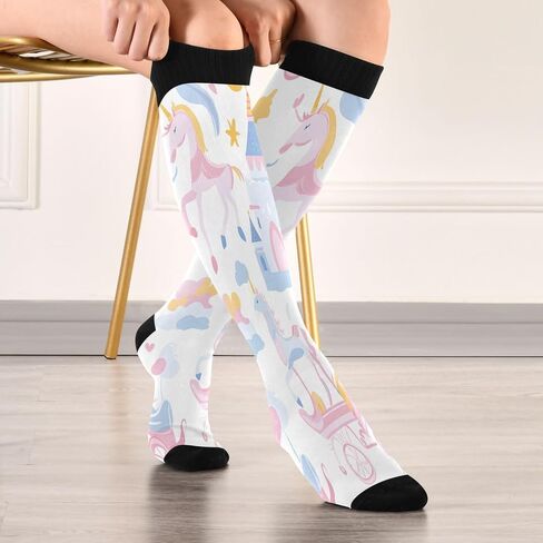 YETTASBIN Castle and Princess Compression Socks for Women Men, Circulation Knee High Stockings for Running Cycling Medical in Saudi Arabia