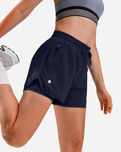 G Gradual 2 in 1 Running Shorts for Women 3"/5" High Waisted Athletic Gym Tennis Workout Shorts with Liner 2 Zipper Pockets in Saudi Arabia