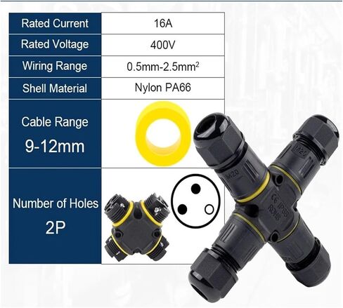 برغي توصيل LED طرفي M204-way 2/3-pin (M20 Cross 2P 9-12mm) in Kuwait