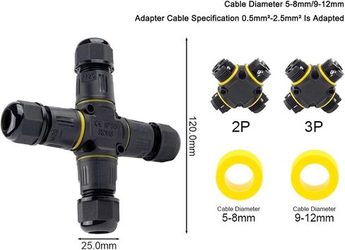 برغي توصيل LED طرفي M204-way 2/3-pin (M20 Cross 2P 9-12mm) in Kuwait