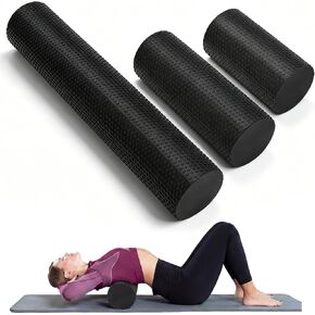 Arrowbash 3 Pack Foam Roller Set Black 12''/18''/36'' Soft Density Massage Roller for Deep Tissue Massage Full Body Muscle Recovery Kit Firm Exercise Equipment for Home Gym Sports Yoga & Pilates in Kuwait