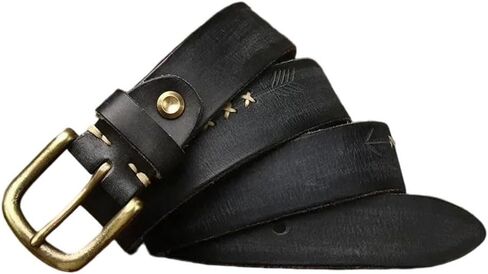 Men's Leather Belt - 3.3 cm Solid Cowhide with Brass Buckle for Western Style in Kuwait