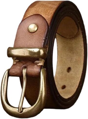 Unisex Leather Belt - 3.3 cm Solid Cowhide with Pin Buckle, Korean Style for Jeans in Kuwait