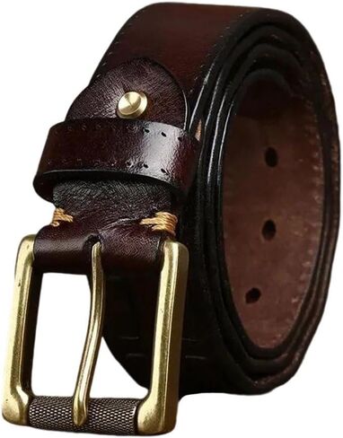 Men's Braided Leather Belt - 3.8 cm Solid Cowskin with Brass Pin Buckle in Kuwait