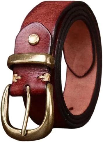 Unisex Leather Belt - 3.3 cm Solid Cowhide with Pin Buckle, Korean Style for Jeans in Kuwait