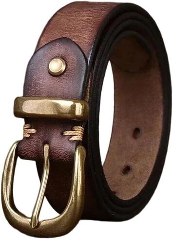 Unisex Leather Belt - 3.3 cm Solid Cowhide with Pin Buckle, Korean Style for Jeans in Kuwait