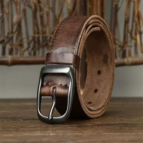 Unisex Vintage Belt - 3.3 cm Solid Cowskin for Casual Wear and Jeans in Kuwait