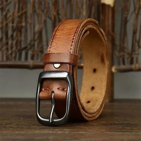 Unisex Vintage Belt - 3.3 cm Solid Cowskin for Casual Wear and Jeans in Kuwait