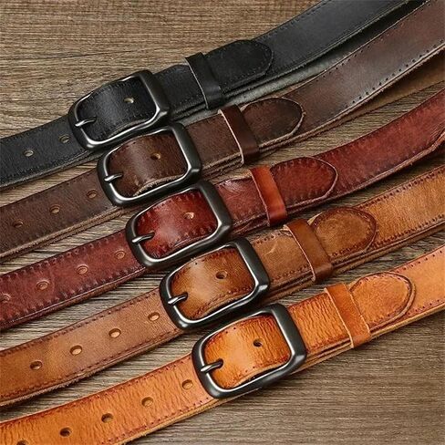 Unisex Vintage Belt - 3.3 cm Solid Cowskin for Casual Wear and Jeans in Kuwait