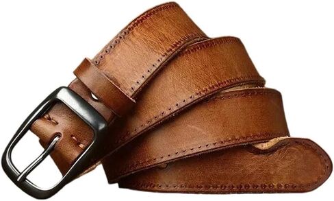 Unisex Vintage Belt - 3.3 cm Solid Cowskin for Casual Wear and Jeans in Kuwait