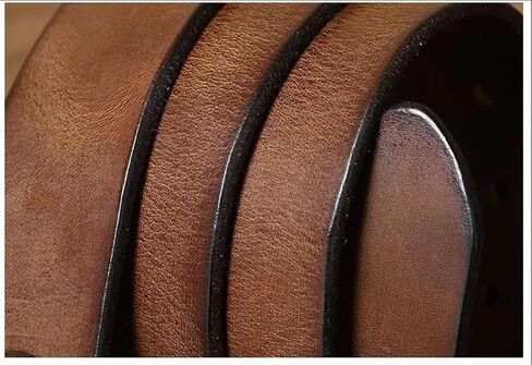 Men's Leather Belt - 3.8 cm Solid Cowhide with Brass Buckle for Jeans in Kuwait
