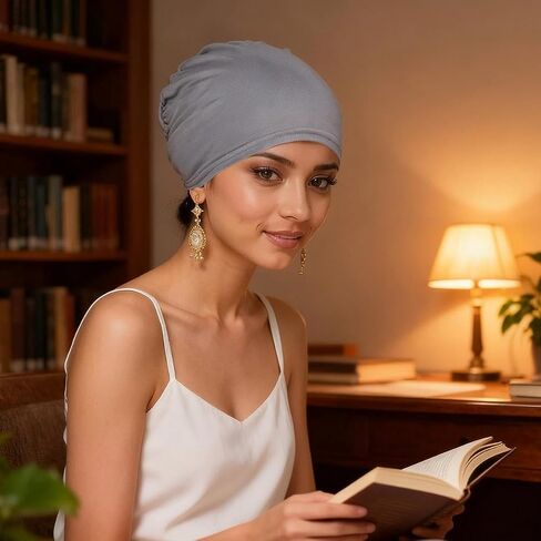 1Pc Women's Solid Color Chemotherapy Cap, Unisex Sleep Cap, Pre-Strap Elastic Headscarf, Specifically for Cancer/Hair Loss in Kuwait