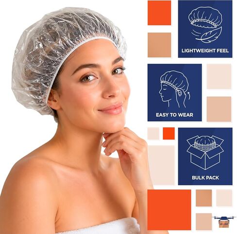 EZGOODZ Shower Caps/PE 0.75 mil/Elastic Stretch Band in Kuwait