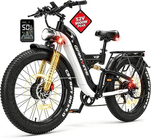 E·Bycco 2026 9000W Peak Dual Motor Electric Bike, 52V 30AH LG Cells, 26" Fat Tire E-Bike for Adults, 50-55MPH Max Speed, 100 Miles Long Range E-Bicycle, Full Suspension & Hydraulic Disc Brakes in Kuwait