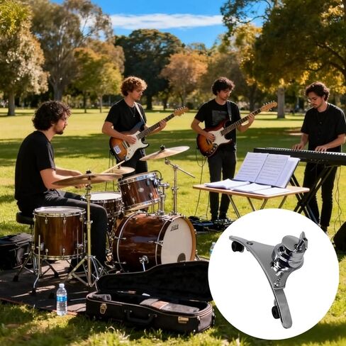 Tom Drum Mount for 10 in / 25.4 cm Drums, Right-Angle Silver Metal Suspension Rack, Adjustable Jazz Drum Floor Tom Hanger, Shockproof and Space Saving Design, Easy to Clean Drum Set Accessories in Kuwait