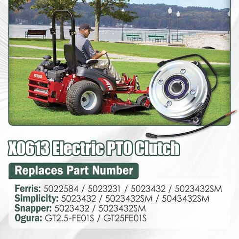 قابض PTO الكهربائي X0613 متوافق مع Ferris Simplicity Citation/Colt ZT2148T ZT2348T ZT2352T وSnaper Zero Turn Mowers. يستبدل 5022584، 5023231، 5023432، 5023432SM، GT2.5-FE01S in Kuwait