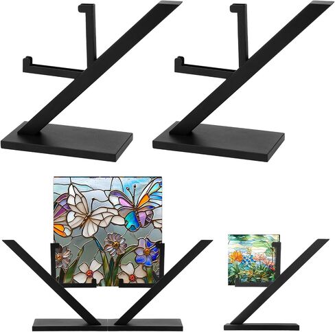 2 PCS Metal Glass Display Desks Square Art Glass Display Easel ملونًا من البلاط من البلاط in Kuwait