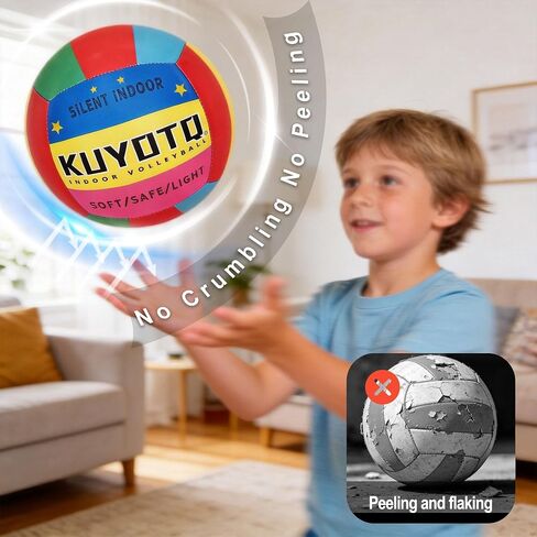 كرة طائرة داخلية صامتة ناعمة من KUYOTQ - كرة طائرة داخلية من الفوم المتين المقاوم للتفريغ بألوان قوس قزح ناعمة على الأذرع، آمنة للتدريب المنزلي وألعاب كرة الطائرة الصامتة من الفوم (حجم 5) in Kuwait
