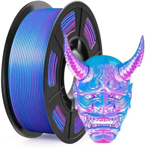 Silk PLA Filament 1.75mm, 3D Printer Filament Dual Color Coextrusion Filament Silk Black red Color Change PLA,250g (pla Silk Rose red Blue) in Kuwait