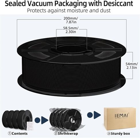 IEMAI Matte PETG Filament 1.75mm 4kg Bundle Black, Smooth Matte Finish 3D Printer Filament with Minimal Layer Lines & Low Warping, +/-0.02mm Dimensional Accuracy in Kuwait
