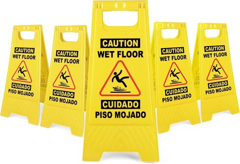 XPCARE 24 Inches Caution Wet Floor Sign, 6PACK Yellow Bilingual Double-Sided Safety Warning Signs,A Frame Safety Wet Floor Signs Commercial in Saudi Arabia