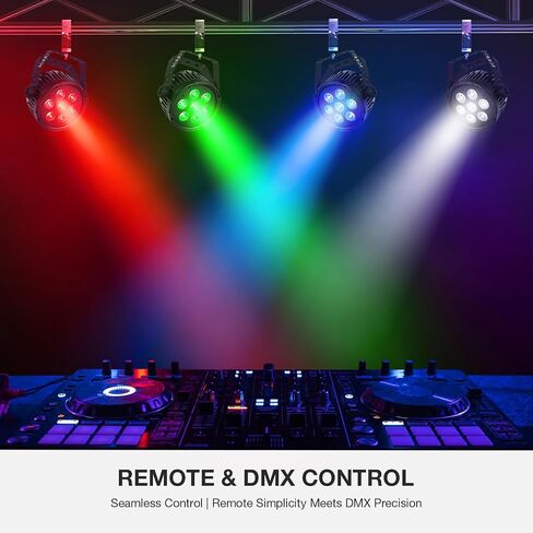 LED Stage Par Light: 70W RGBWA 5IN1 LED Par Can Sound Activated Multi Modes by Remote & DMX Control for DJ Event Wedding Church Party Club Christmas Halloween in Kuwait