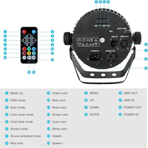 LED Stage Par Light: 70W RGBWA 5IN1 LED Par Can Sound Activated Multi Modes by Remote & DMX Control for DJ Event Wedding Church Party Club Christmas Halloween in Kuwait