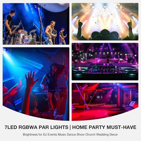 LED Stage Par Light: 70W RGBWA 5IN1 LED Par Can Sound Activated Multi Modes by Remote & DMX Control for DJ Event Wedding Church Party Club Christmas Halloween in Kuwait