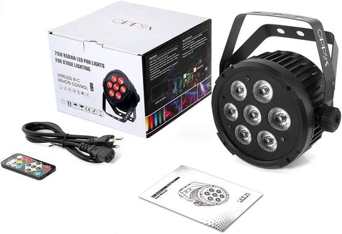 LED Stage Par Light: 70W RGBWA 5IN1 LED Par Can Sound Activated Multi Modes by Remote & DMX Control for DJ Event Wedding Church Party Club Christmas Halloween in Kuwait