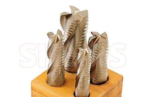 Shars 4 Flute Coarse Tooth M42 Cobalt Roughing Center Cutting End Mill Set 4 pcs 1/2" to 1" 404-9043 P in Kuwait