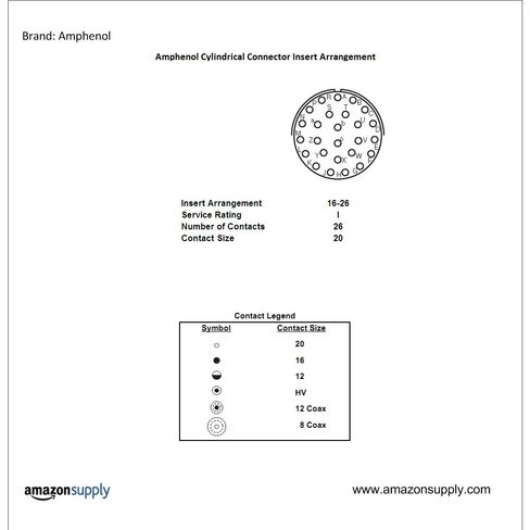 دبوس موصل دائري Amphenol Industrial PT06E-16-26P(SR)، مقاوم للبيئة مع تخفيف الضغط، اقتران الحربة، إنهاء اللحام، قابس مستقيم، ترتيب إدخال 16-26، 16 حجم الصدفة، 26 جهة اتصال in Kuwait
