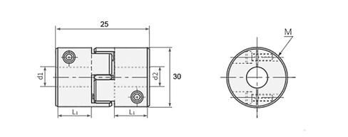 D25L30 6.35/8/9.5/10/12 مللي متر البرقوق اقتران محرك متدرج مقرنة للعمود مرنة 1 قطعة (5x5) in Kuwait
