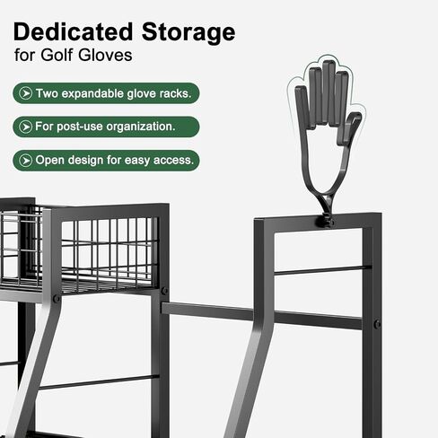 Golf Bag Storage Rack for Garage with Wheels, Holds 2 Golf Bags, Golf Club & Golf Accessories Organizer with Shelves, Accessory Baskets & Glove Holders in Kuwait