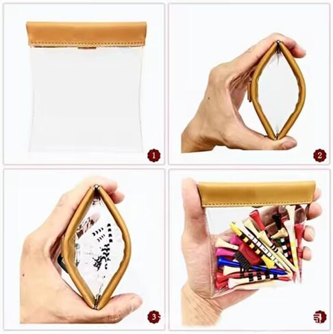 Golf Tee Pouch with Carabiner Hook Quick Release Closure PVC Clear Golfing Tee Bag Pocket Organizer for Wood Golf Tees 2 3/4 inch 3-1/4" Professional Plastic Golfing Tees in Kuwait
