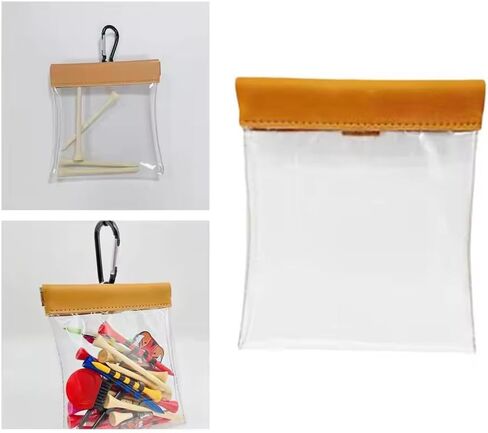 Golf Tee Pouch with Carabiner Hook Quick Release Closure PVC Clear Golfing Tee Bag Pocket Organizer for Wood Golf Tees 2 3/4 inch 3-1/4" Professional Plastic Golfing Tees in Kuwait