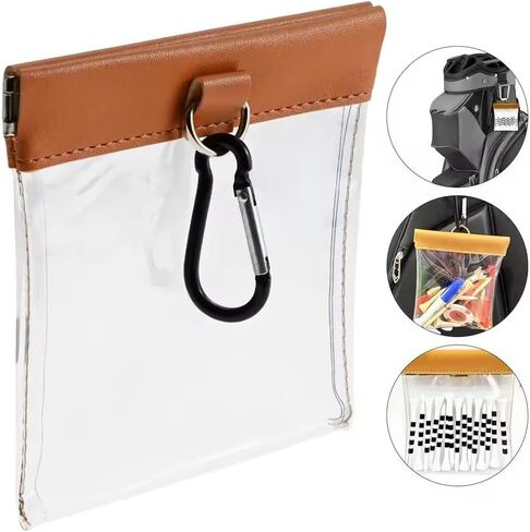 Golf Tee Pouch with Carabiner Hook Quick Release Closure PVC Clear Golfing Tee Bag Pocket Organizer for Wood Golf Tees 2 3/4 inch 3-1/4" Professional Plastic Golfing Tees in Kuwait