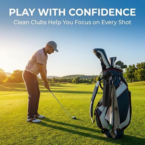 Golf Club Cleaner Brush with Water - Heavy Duty Retractable Clip, Refillable Squeeze Bottle for Easy Cleaning with Nylon Bristles, Include Waffle Microfiber Towel, Golf Accessories for Men in Kuwait