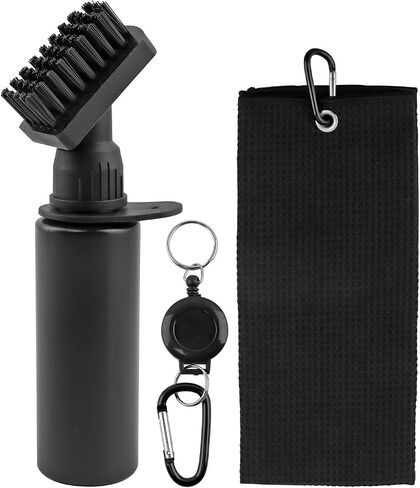 Golf Club Cleaner Brush with Water - Heavy Duty Retractable Clip, Refillable Squeeze Bottle for Easy Cleaning with Nylon Bristles, Include Waffle Microfiber Towel, Golf Accessories for Men in Kuwait