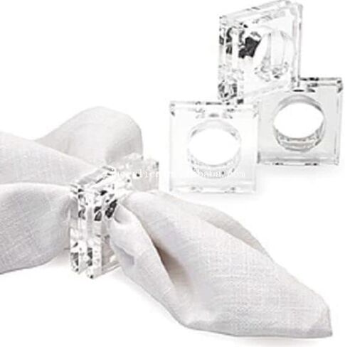Clear Acrylic Square Beveled Napkin Rings (12), AGW4041 in Kuwait