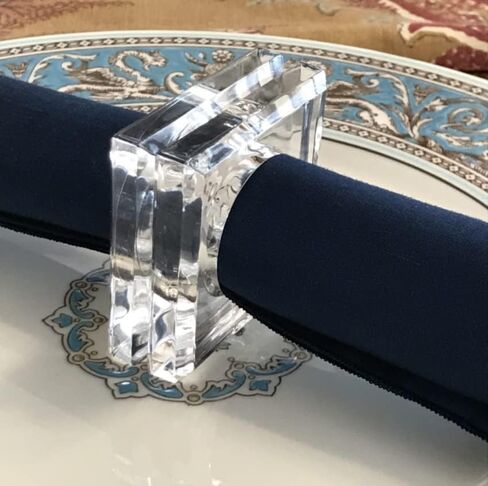 Clear Acrylic Square Beveled Napkin Rings (12), AGW4041 in Kuwait