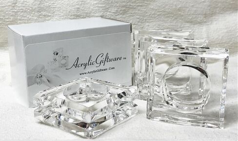 Clear Acrylic Square Beveled Napkin Rings (12), AGW4041 in Kuwait