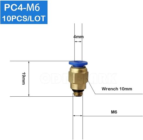 10Pcs PC4-M6 4mm To M6 Pneumatic Fittings Connectors Male Straight One-Touch Quick Release Fitting in Saudi Arabia