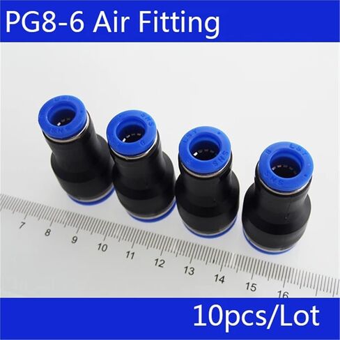 10Pcs PG8-6 Unequal Diameter Air Tube Fitting Straight Union One Touch Push In Pneumatic Connectors in Saudi Arabia